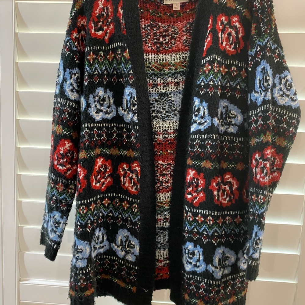 Knox Rose Men's Floral Patterned Sweater - Red, Blue, Black - Picture 2 of 3